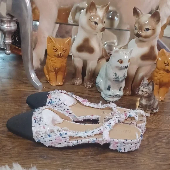 SweetTweed Cap Toe Slingback Flats W/lleather Soles sz.9 - Picture 6 of 7